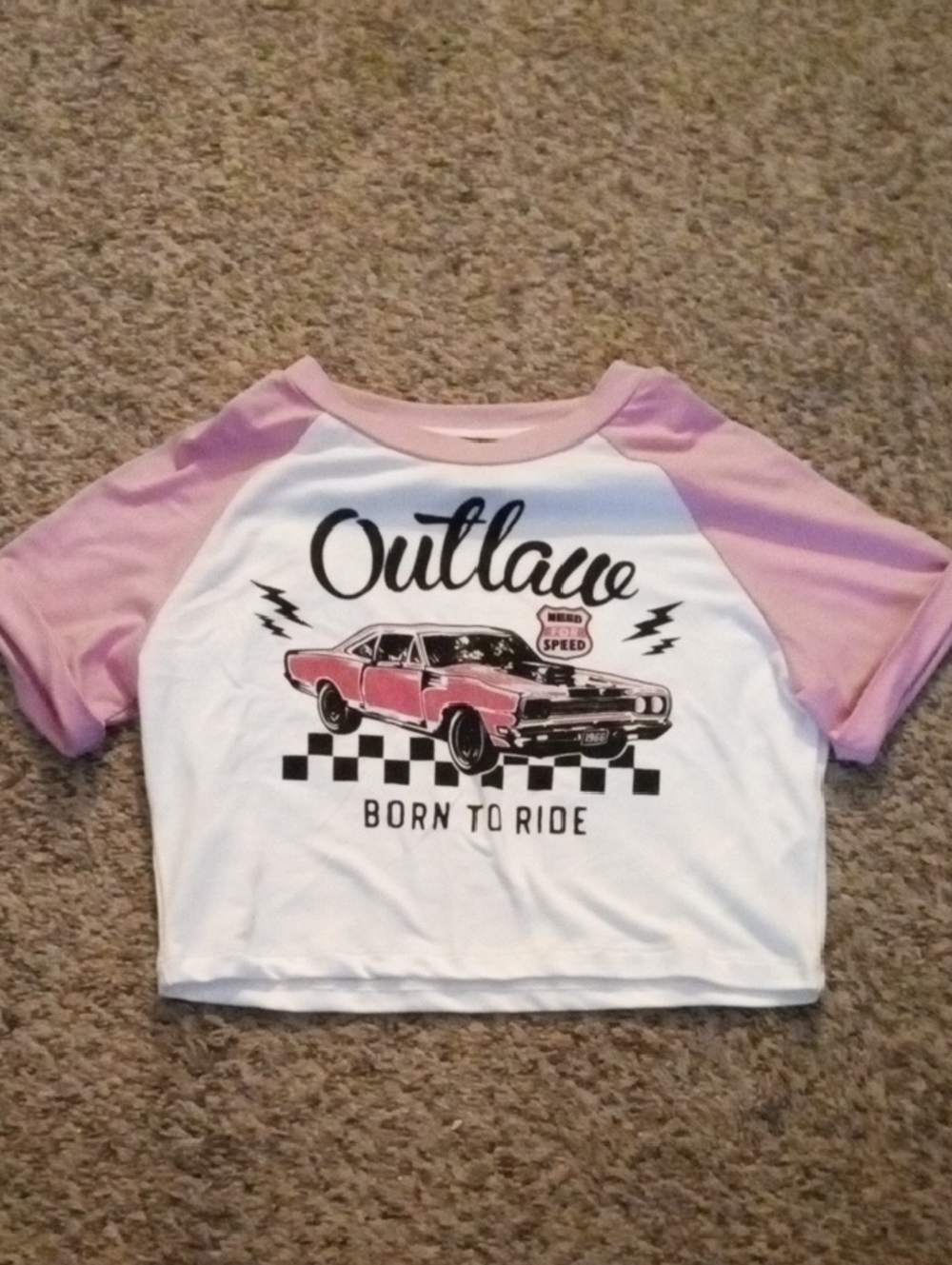 'Born to Ride' Pink & White Kids' Tee